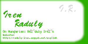 iren raduly business card